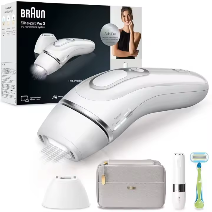 Depiladora IPL Braun Silk·expert Pro 3 | Luz Pulsada | Sensor SensoAdapt | 3 niveles de intensidad | Uso corporal y facial | Reducción visible del vello en 3 meses - 1