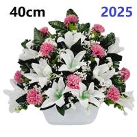 Centro de Flores para Cementerio Gerimport | Ramos de Flores para Todos los Santos | Flores Artificiales de Tela | Ancho 40cm | Alto 40cm | Personalizar Color y Medida | Contacto Directo con Nosotros - details 0