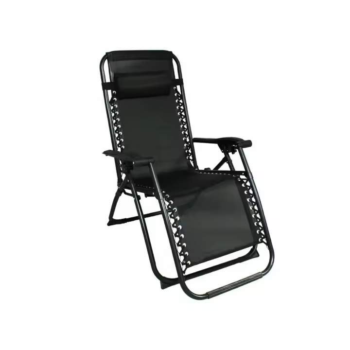 Gerimport Tumbona Reclinable Negra 167x65x113cm Plegable Resistente Cómoda Ajustable - 1