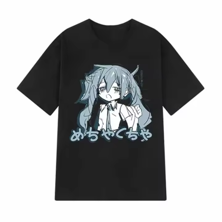 Camiseta De Algodón Para Mujer Estilo Japonés Y2K Anime Streetwear Casual Grande Manga Corta Hip-hop Harajuku Tops De Verano - 1