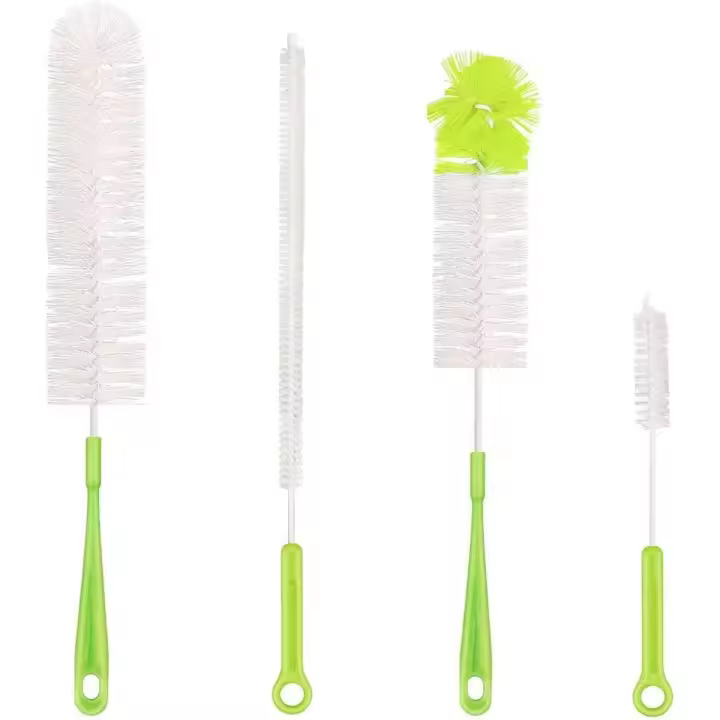 Juego de 4 cepillos para limar botellas multiusos cepillo para botellas de agua Limpiador de botellas de agua-Verde - 1