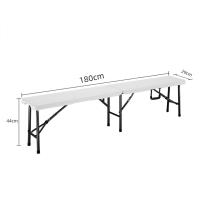 MIRAMAX-Banco plegable de plástico y acero con asa de transporte,asiento portátil para picnic al aire libre, camping,fiestas,Blanco,180 x 29 x H 44 cm - details 1