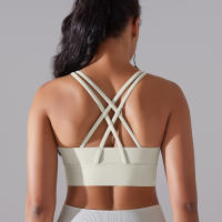 Sujetador De Gimnasia Para Mujer En Color Sólido Con Espalda Cruzada Y Almohadillas De Pecho Material Suave Para Yoga Fitness Y Ejercicio - details 0