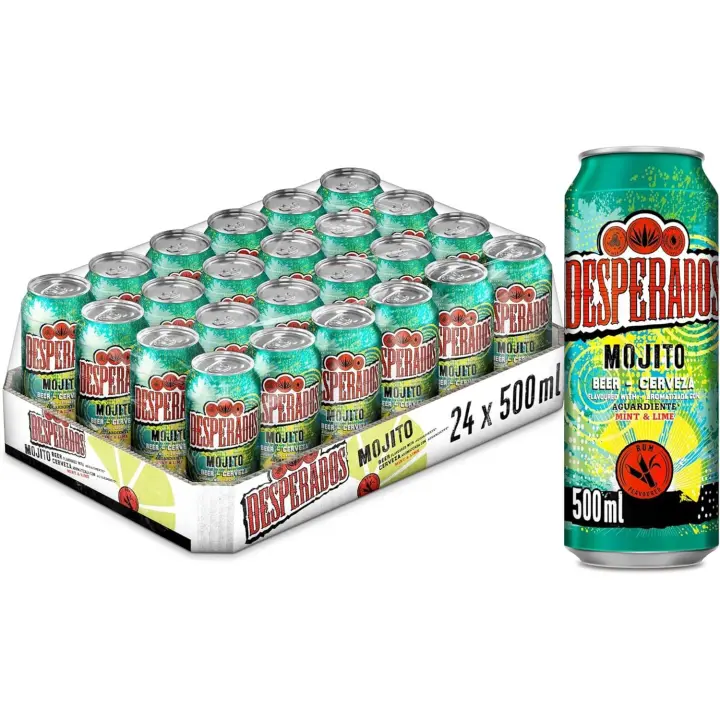 Desperados Cerveza Mojito Pack Lata, 24 x 50cl,Desperados Cerveza Original,Desperados cerveza tequila lima - 1