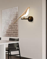 Lámpara De Pared LED Toque Magpie Bird Rotación 360° Para Sofá Cama Interior Iluminación De Interiores Metal Dorado Plata - details 11