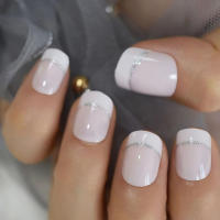 Kit De Uñas Postizas Con Diseño Geométrico Y Estampado De Océano Azul 24 Piezas Uñas Falsas Cortas De ABS Para Arte De Uñas - details 17