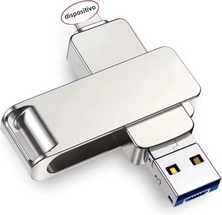 Memoria Stick USB 3.0 De 512GB Rotativo 360° 3 En 1 Para iPhone Almacenamiento Externo 128GB 256GB 32GB 64GB Disco Flash Metal - 1