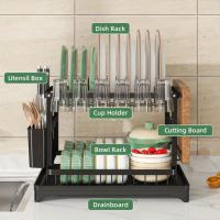 2-Tier Rustproof Dish Drying Rack with Drainboard & Utensil Holder - Durable Plastic & Metal Kitchen Counter Organizer for Dishes, Cups, and Utensils - Space-Saving Design for Modern Kitchens, Dish Drying Rack for Kitchen Counter - details 0