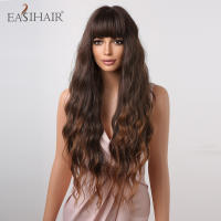 Pelucas Sintéticas Largas De Ombre Marrón Rubia Con Franja Para Mujeres Afro Peluca Cacheada Resistente Al Calor Para Uso Diario Cosplay - details 5