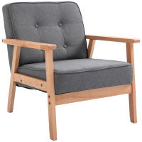 HOMCOM Butaca de Salón Moderno Sillón Individual Tapizado en Lino con Asiento Acolchado y Marco de Madera para Oficina Dormitorio Carga 200 kg 70x64,5x74 cm Gris - details 0