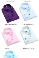 Camisa De Manga Larga Para Hombres Estilo Coreano Negocios Slim Fit Color Sólido Algodón Delgado Para Primavera Otoño - details 4