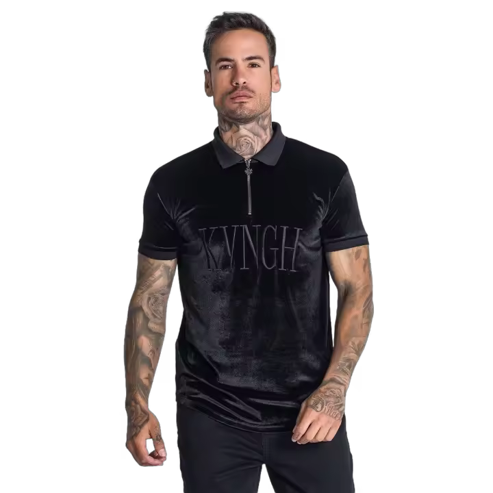 Gianni Kavanagh Polo Hombre Negro Corte Pitillo - 1