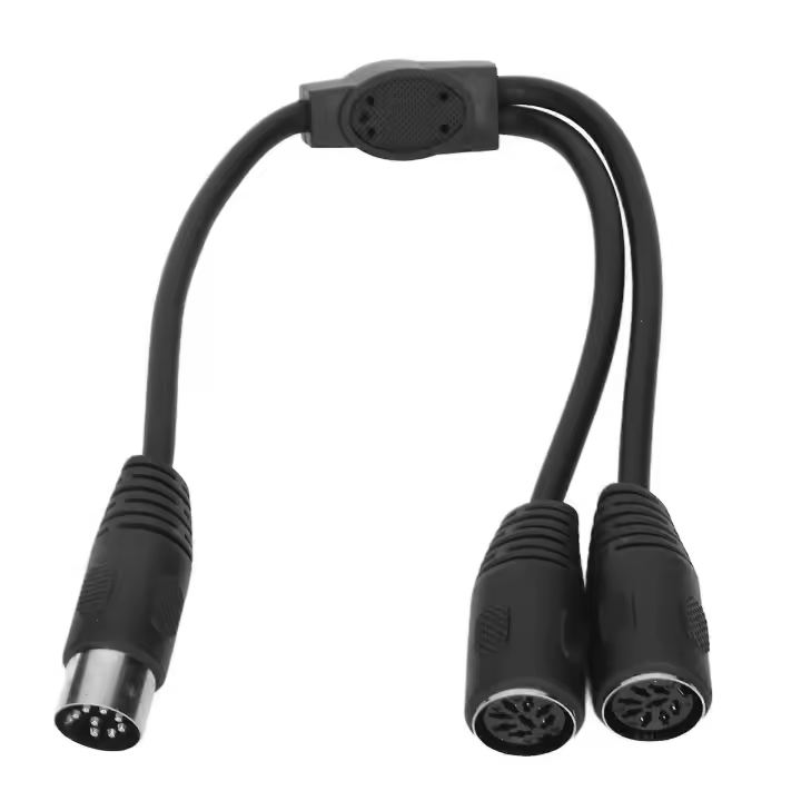 Cable divisor DIN de 8 pines macho a 2 DIN de 8 pines hembra con doble blindaje, cable de conexión de señal y sonido de 30 cm. - 1