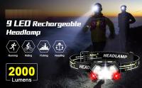 Lámpara Frontal De Mano Con Sensor De Alta Potencia 9 LED Recargable Por USB Para Camping Pesca Y Actividades Al Aire Libre - details 0