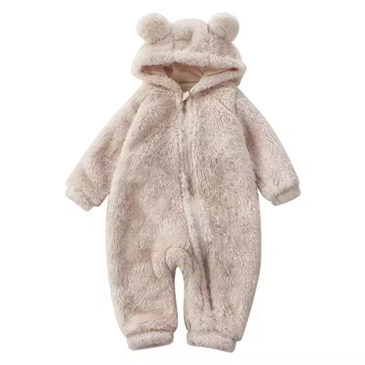 Pijama De Oso De Dibujos Animados Para Bebés Invierno Ropa De Bebé Algodón Infantil Para Niño Y Niña Traje De Animal Con Cierre De Cremallera 0-24 Meses - 1