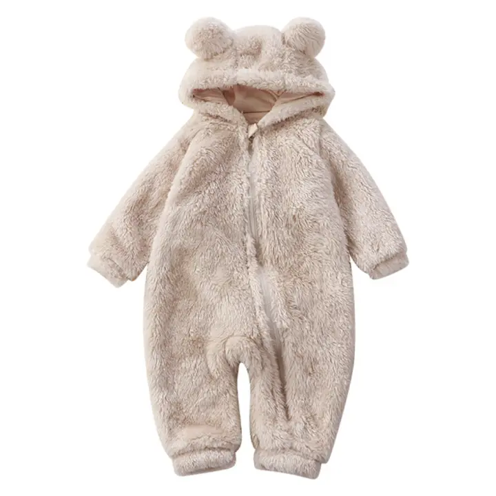 Pijama De Oso De Dibujos Animados Para Bebés Invierno Ropa De Bebé Algodón Infantil Para Niño Y Niña Traje De Animal Con Cierre De Cremallera 0-24 Meses - 1