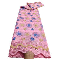 Tela De Encaje Africano De Algodón Para Mujer 5 Yardas Ideal Para Vestidos De Boda Y Fiestas Costura Y Bordado - details 4
