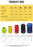 Bolsa Seca Impermeable Ultraligera Para Deportes Acuáticos 3/5/10/20/35L Para Ráfting Kayak Natación Almacenamiento De Ropa Exterior - details 2