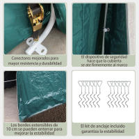 Outsunny Carpa de Jardín Exterior para Herramientas Bicicletas 2,4x2x2 m Cobertizo Exterior con 2 Puertas con Cremallera Impermeable Anti-UV Carpa para Jardín Verde - details 2