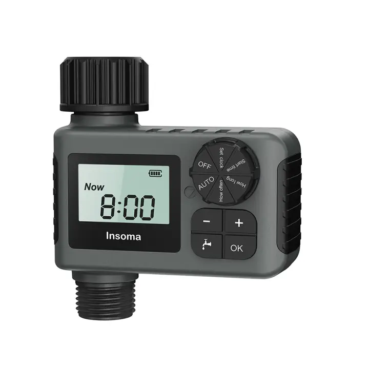 Sistema De Riego Inteligente Insoma Con Timer Automático Sprinkler Programador Para Jardín IPX5 Pantalla LCD Material Plástico Resistente Al Agua - 1