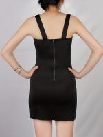 Vestido Elegante Y Delgado Para Oficina En Negro Vestido Mini De Hombros Descubiertos Estilo Oficina Lady Zipper Sin Mangas Para Mujer Verano - details 4