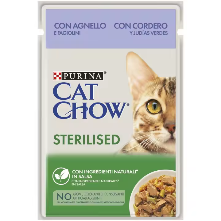 Cat Chow Esterilizado Cordero en Salsa Sobres para Gatos  Comida húmeda para gatos adultos esterilizados - 1