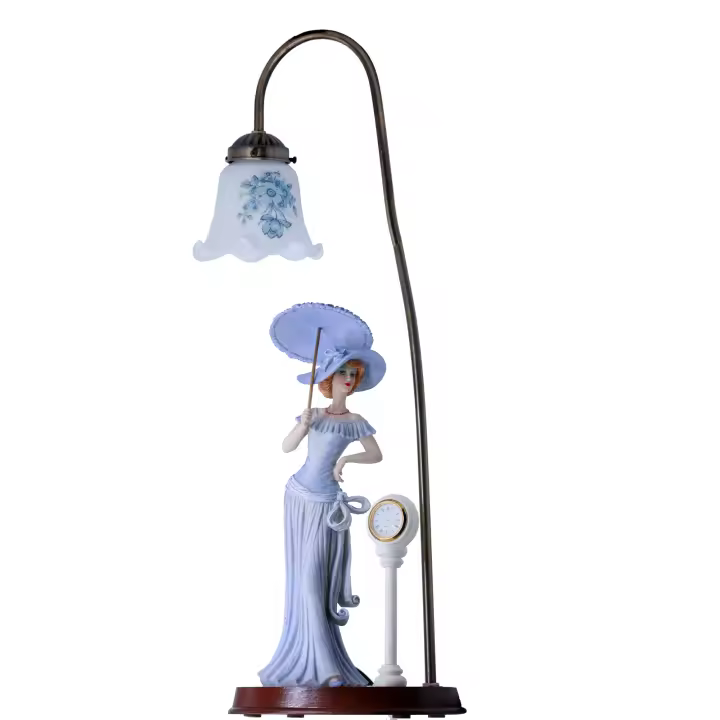 BVC P-11a. Lámpara de Mesa Señora con Sombrero y Sombrilla Elegante Diseño Y Reloj. - 1