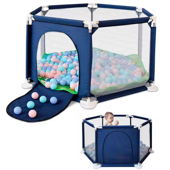 Jupplies Parque Infantil 127x127cm Cinturón Terralito Hexagonal Malla Transpirable Parque Infantil Plegable con Puertas Laterales - PlayPen - 1