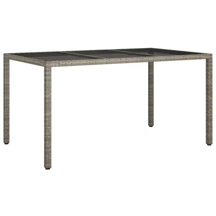Mesa Jardín Vidrio sintético 150x90x75 cm Gris - 1
