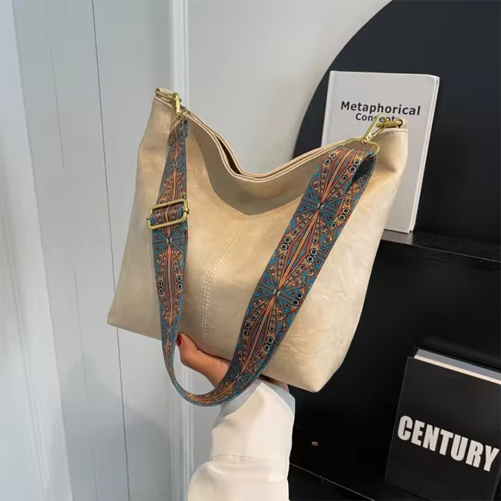 Bolsos de cuero para Mujer, bolsos de mano casuales type hobo de dos Materiales, bolsos de Mensajero para Mujeres - 1