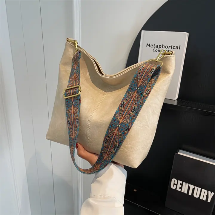 Bolsos de cuero para Mujer, bolsos de mano casuales type hobo de dos Materiales, bolsos de Mensajero para Mujeres - 1