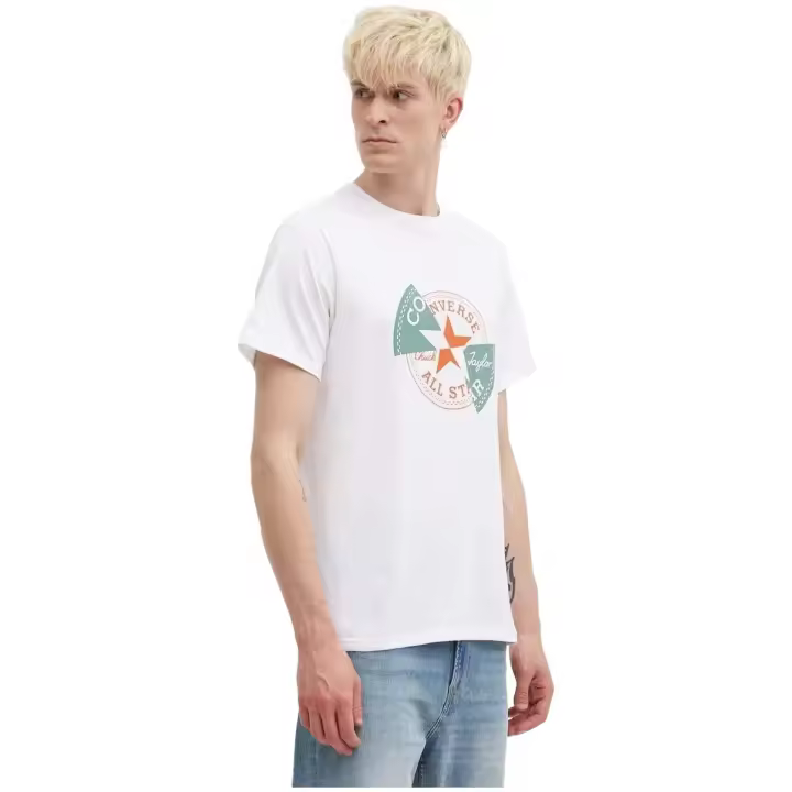 Camiseta de Manga Corta Converse Chuck Patch Distort Tee para unisex en color blanco - 1