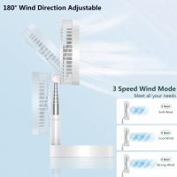 BIT Ventilador Recargable  Extensible  Plegable Blanco,  Ventilador de pie y  de Mesa con 4 nivel de Velocidad, 2 Baterías incorporada, total 7200 mAh, Altura Regulable, Cargando Via USB para Hogar, Cama, Oficina y Escritorio,  Blanco - details 2