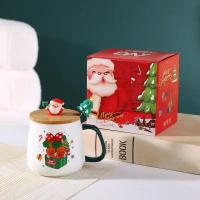 Caja De Regalo De Taza De Cerámica Con Tapa Y Cucharita Para Café Navidad Taza Ecológica Con Accesorios Para Bebidas - details 8