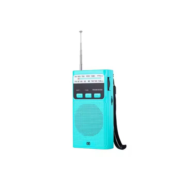 Radio portátil, radio de bolsillo con puntero FM/AM recargable con linterna - 1