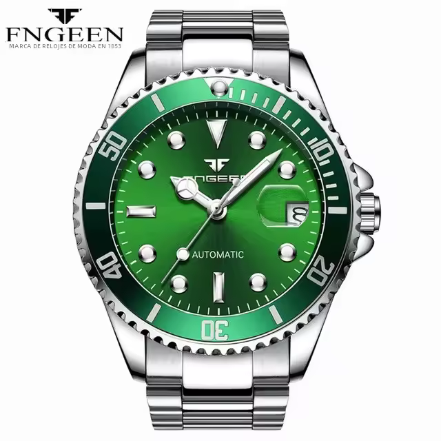 Reloj De Mezquita Para Hombre FNGEEN 9001 Lujo Acero Torbión Esqueleto Automático Luminoso Fecha Diamante Reloj De Pulsera Resistente Al Choque Y a Agua - 1