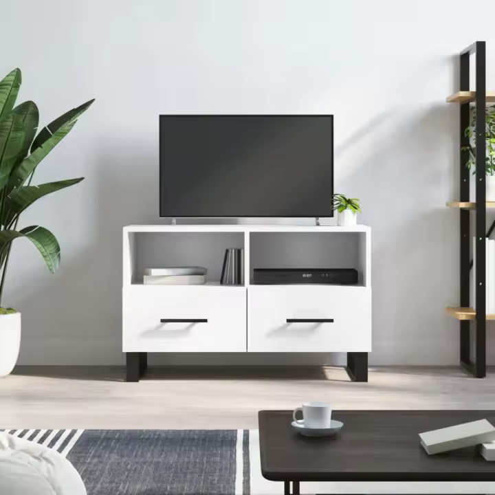vidaXL Mueble para TV madera contrachapada blanco 80x36x50 cm - 1