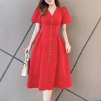 ZANZEA Vestido Elegante De Moda Para Mujer Verano Midi Vestido De Sol Manga Corta V-Neck Cintura Natural Vestidos De Calle - details 1
