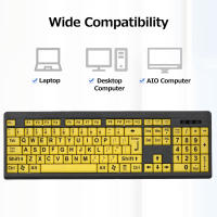 Teclado Con Cable Para Visión Baja Teclado De Contraste Alto USB 104 Teclas Letras Para Computadora Y Laptop Estilo Estándar - details 2