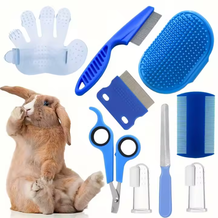 Set De 9 Piezas Para Baño De Mascotas Con Cepillo Para Gatos Y Perros Incluye Afilador De Uñas Y Cepillo Para Pecho De Pulgas - 1