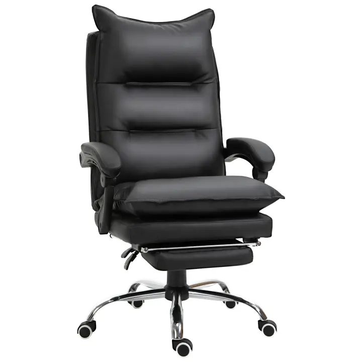Vinsetto Silla de Oficina con Reposapiés, Silla de Escritorio Regulable en Altura, Silla giratoria, Respaldo, Piel sintética, 66 x 72 x 122-130 cm - 1