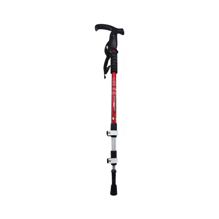 Bastón telescópico antideslizante plegable Bastones de trekking muletas de senderismo al aire libre ultraligeras y portátiles muletas de aleación de aluminio con mango curvo para ancianos 62 cm - 1
