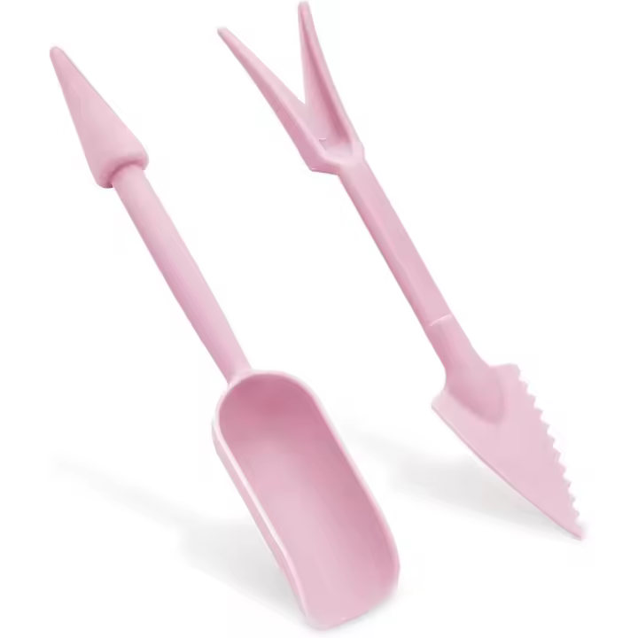 Juego de herramientas para trasplantar, perforadora de plástico para tierra y extractor de plántulas, herramienta para trasplantar tierra en casa (rosa) - 1