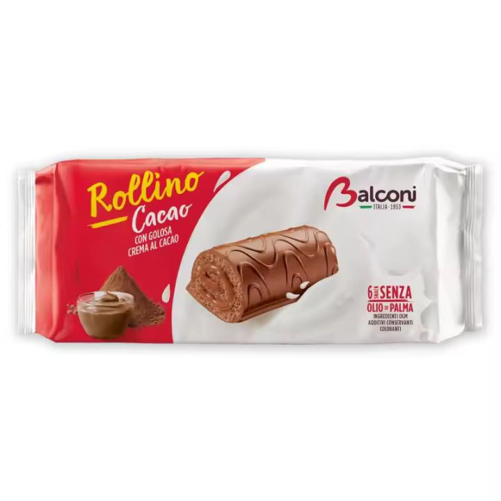 Balconi Rollino - Sabores: Nocilla, Cacao, Leche - Pack de 5 unidades. Una delicia que se muerde y se desenrolla - Rollini - 1
