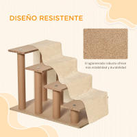 PawHut Escalera para Mascotas de 4 Peldaños 2 en 1 con Funda Extraíble y Lavable Escalera Rascadora de Perros Gatos para Cama Sofá Carga 30 kg 60x35x44 cm - details 5