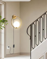 Lámpara De Pared LED De Vidrio Mate Con Interruptor De Enchufe Negro Y Oro G9 Para Pasillo Aisles Luz De Pared Moderna Para Cocina Comedor Dormitorio Foyer Estudio - details 7