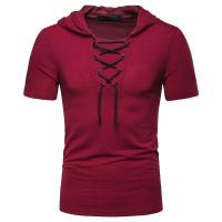 Camiseta Casual Para Hombre Con Capucha Y Cierre De Cordón Estilo Hip-Hop Manga Corta Transpirable Ligera Elástica Sostenible - details 2