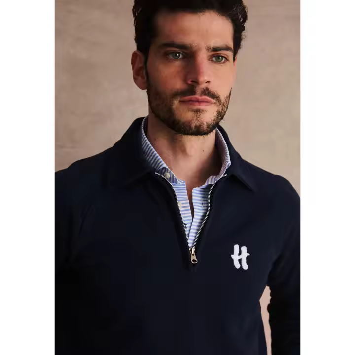 SUDADERA POLO ZIP MARINO - 1