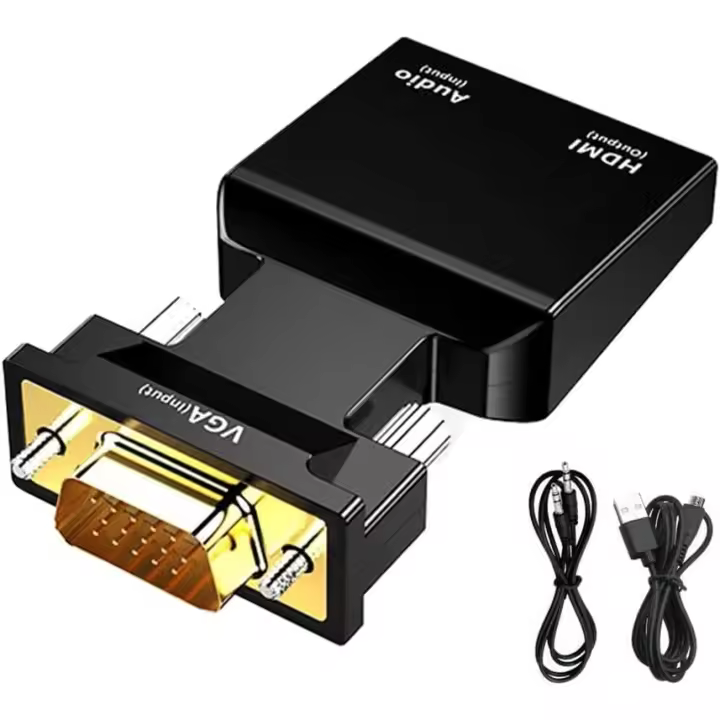 FGNS. VGA a HDMI Adaptador con Audio 1080P@60Hz, Conversor de PC Antigua a TV/Monitor con HDMI, Convertidor VGA Macho a HDMI Hembra Compatible para Ordenadores, Portátiles, PC, Proyectores,Monitores - 1