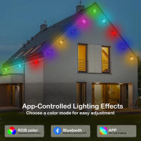 Cadena De Luces LED Festoon 10M Con 25LED Control Remoto Y APP RGB Impermeable Para Decoración De Jardín Y Navidad Iluminación Exterior - details 8